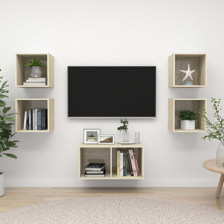 5 Piece Tv Cabinet Set Engineered Wood