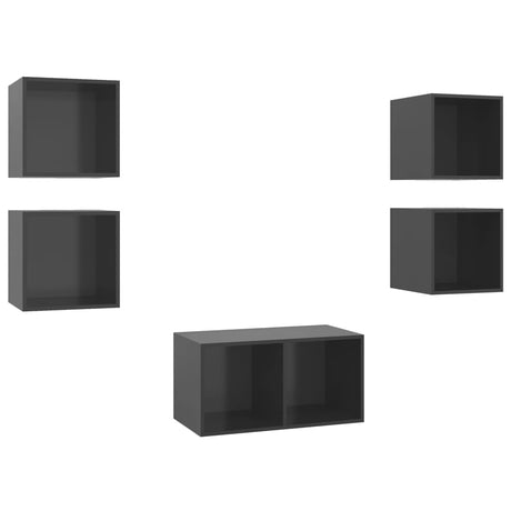 5 Piece Tv Cabinet Set Engineered Wood
