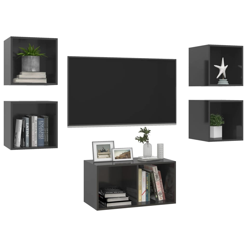5 Piece Tv Cabinet Set Engineered Wood