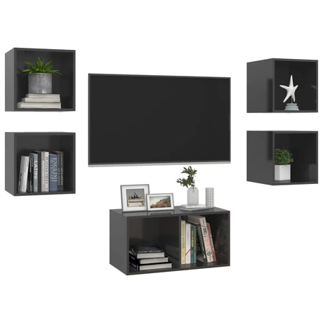 5 Piece Tv Cabinet Set Engineered Wood