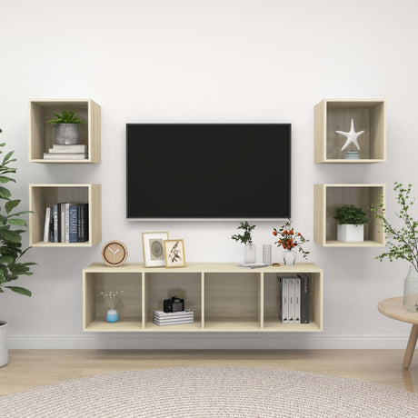 5 Piece Tv Cabinet Set Engineered Wood