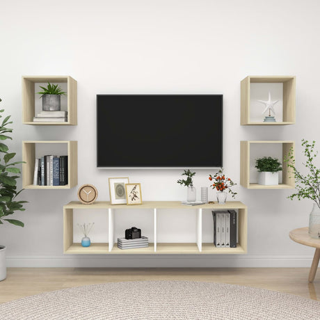 5 Piece Tv Cabinet Set Engineered Wood