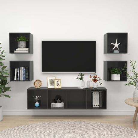 5 Piece Tv Cabinet Set Engineered Wood