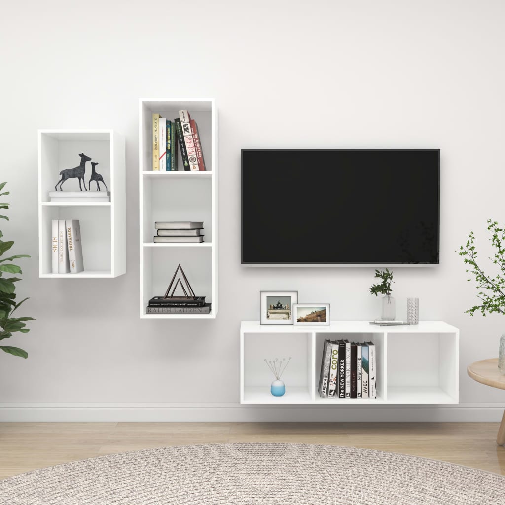 3 Piece Tv Cabinet Set Engineered Wood