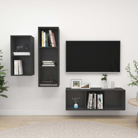 3 Piece Tv Cabinet Set Engineered Wood