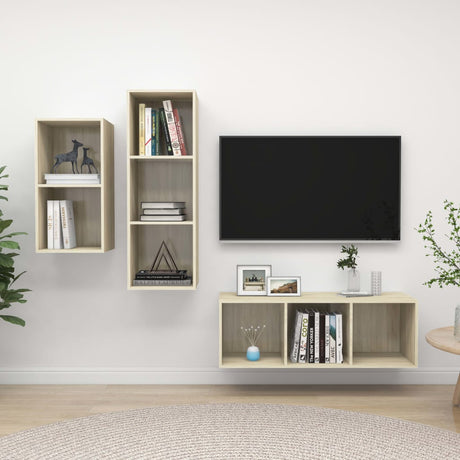 3 Piece Tv Cabinet Set Engineered Wood