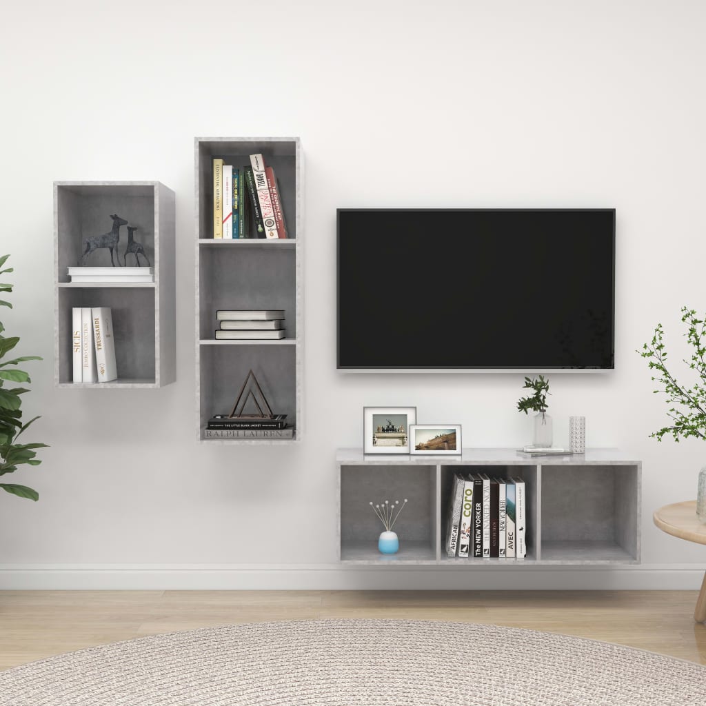 3 Piece Tv Cabinet Set Engineered Wood