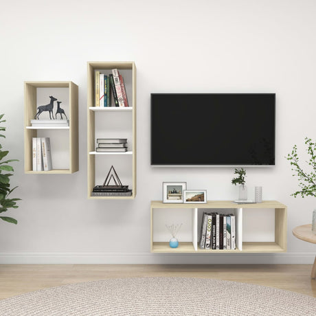 3 Piece Tv Cabinet Set Engineered Wood