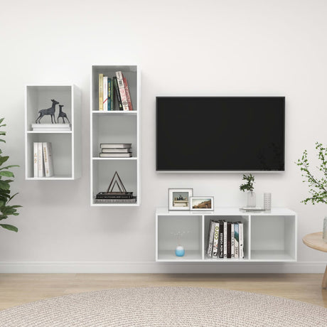 3 Piece Tv Cabinet Set Engineered Wood