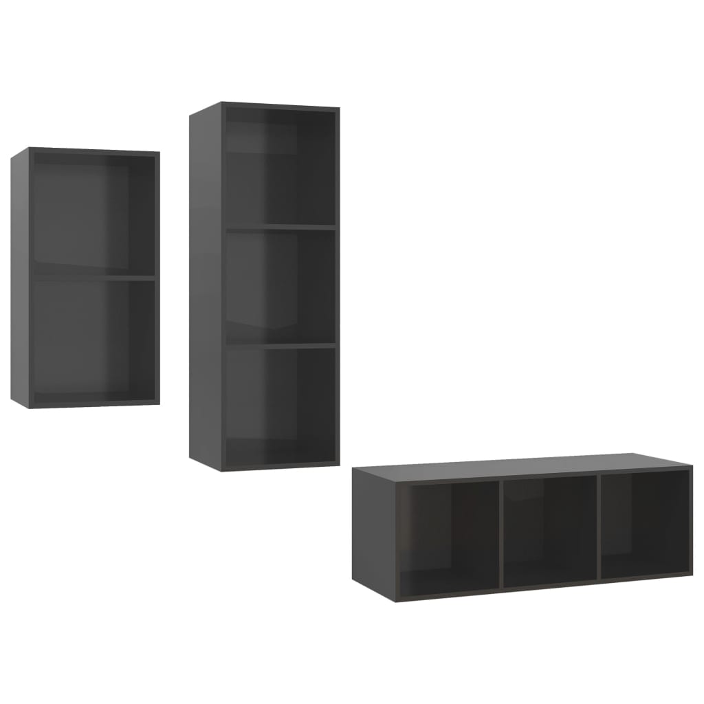 3 Piece Tv Cabinet Set Engineered Wood