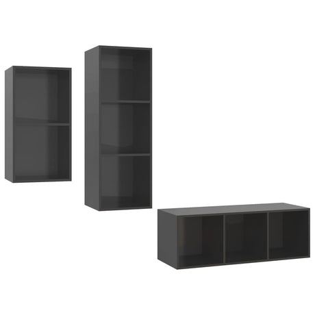 3 Piece Tv Cabinet Set Engineered Wood
