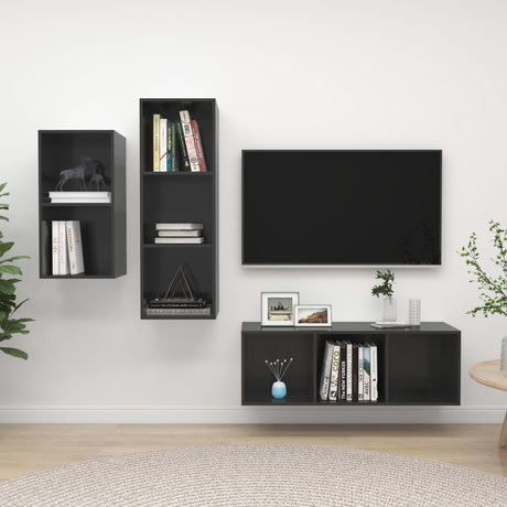 3 Piece Tv Cabinet Set Engineered Wood