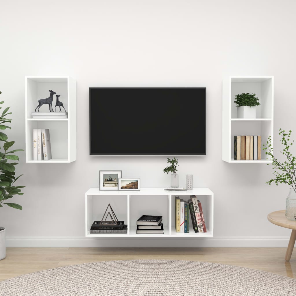 3 Piece Tv Cabinet Set Engineered Wood
