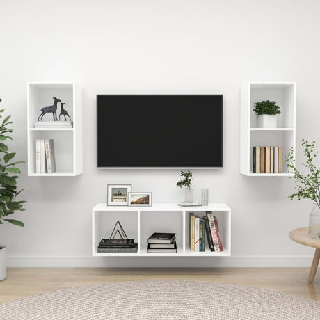 3 Piece Tv Cabinet Set Engineered Wood