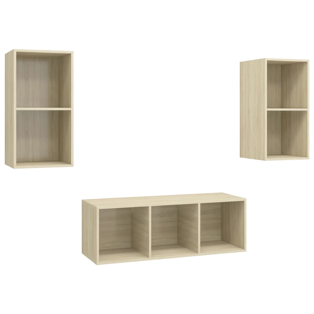 3 Piece Tv Cabinet Set Engineered Wood