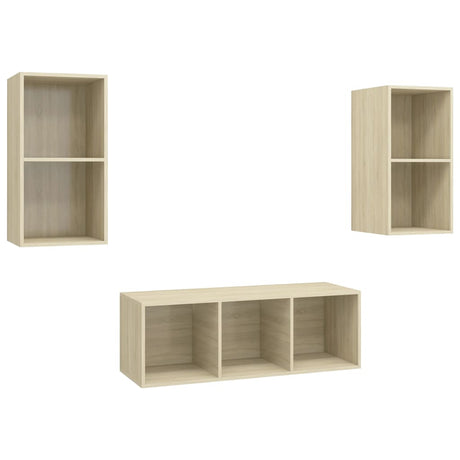 3 Piece Tv Cabinet Set Engineered Wood