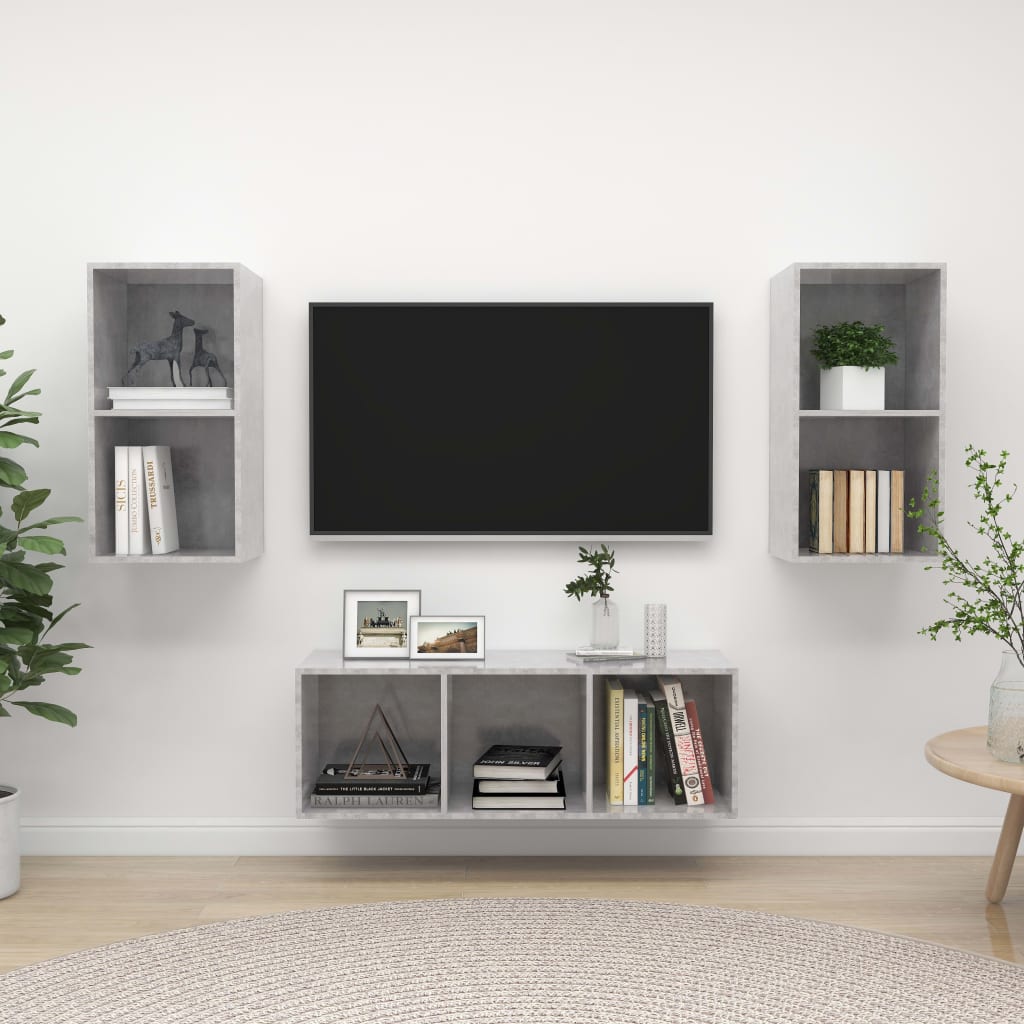 3 Piece Tv Cabinet Set Engineered Wood