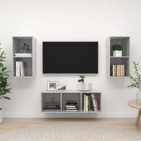 3 Piece Tv Cabinet Set Engineered Wood