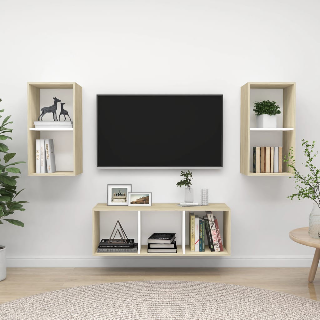 3 Piece Tv Cabinet Set Engineered Wood