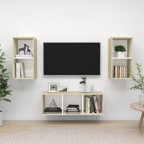 3 Piece Tv Cabinet Set Engineered Wood
