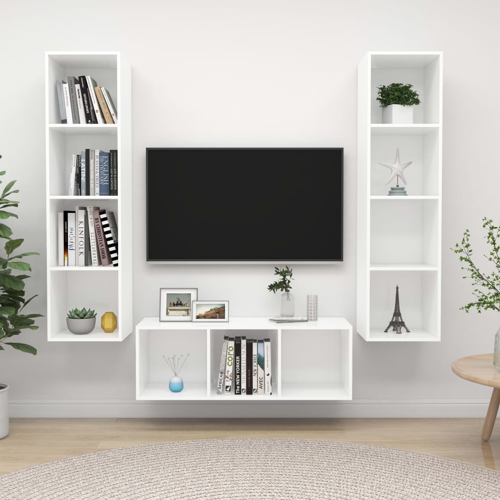 3 Piece Tv Cabinet Set Engineered Wood