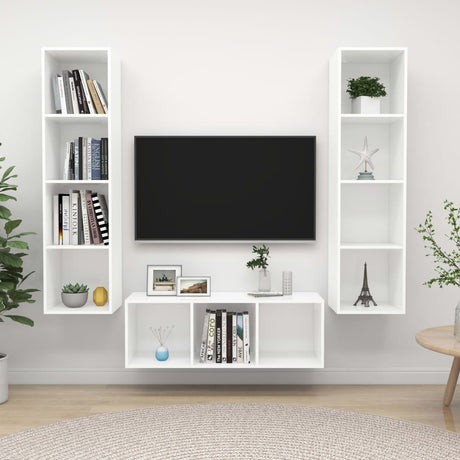 3 Piece Tv Cabinet Set Engineered Wood