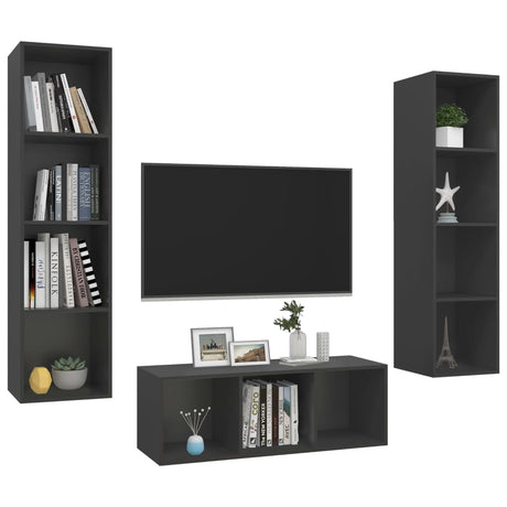 3 Piece Tv Cabinet Set Engineered Wood