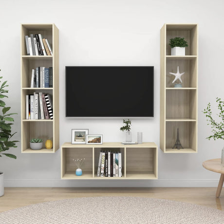 3 Piece Tv Cabinet Set Engineered Wood