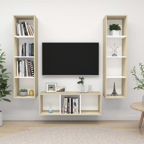 3 Piece Tv Cabinet Set Engineered Wood