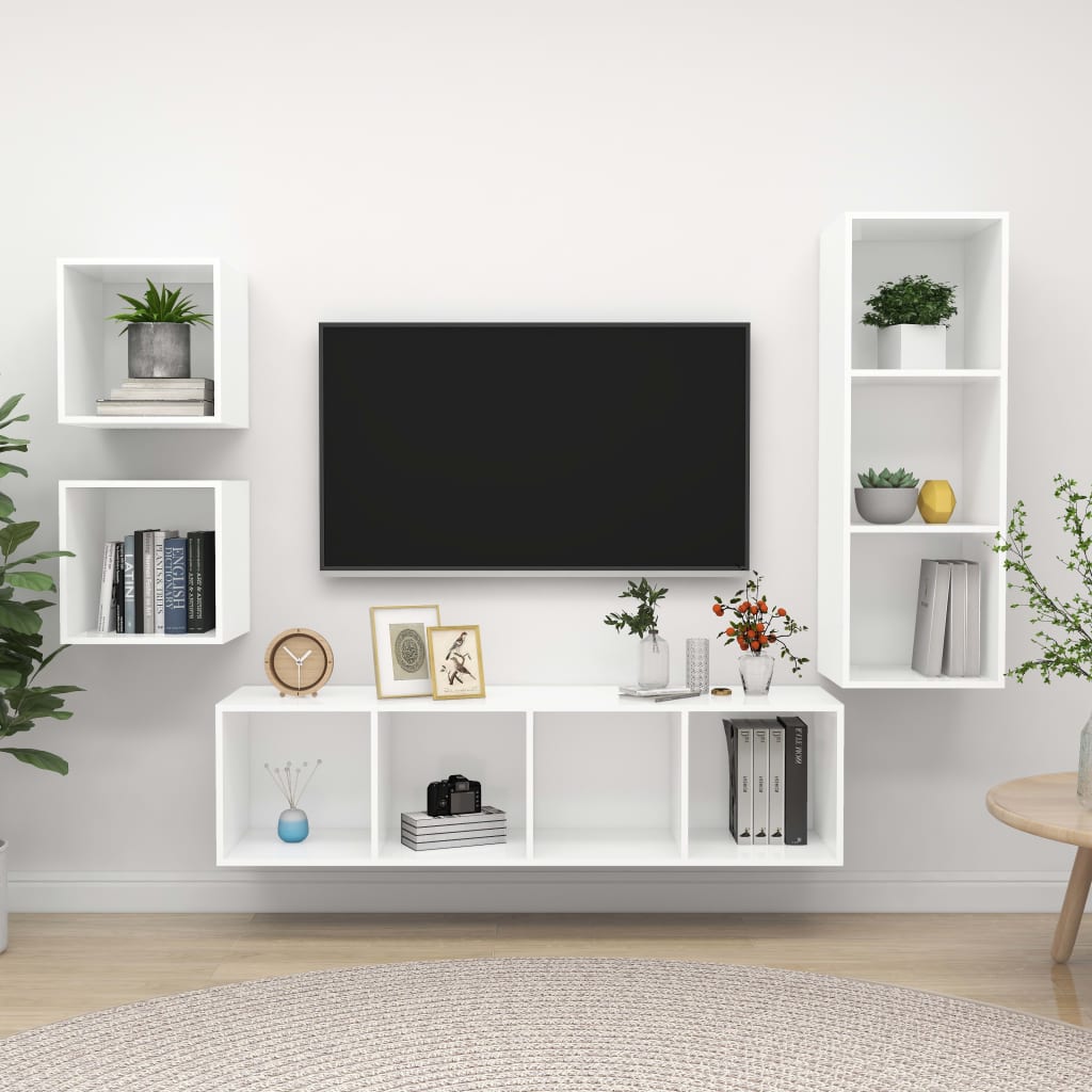 4 Piece Tv Cabinet Set Engineered Wood