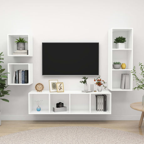 4 Piece Tv Cabinet Set Engineered Wood