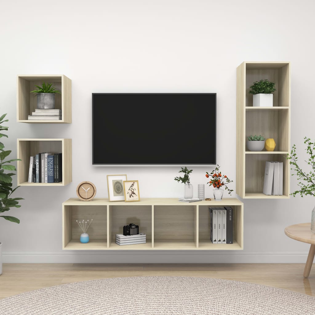 4 Piece Tv Cabinet Set Engineered Wood