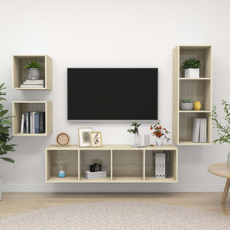 4 Piece Tv Cabinet Set Engineered Wood
