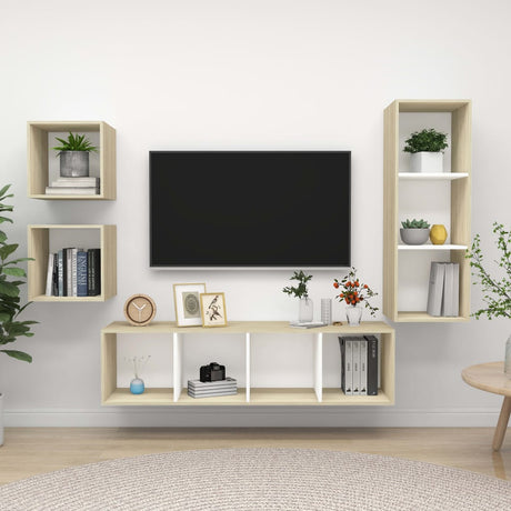 4 Piece Tv Cabinet Set Engineered Wood