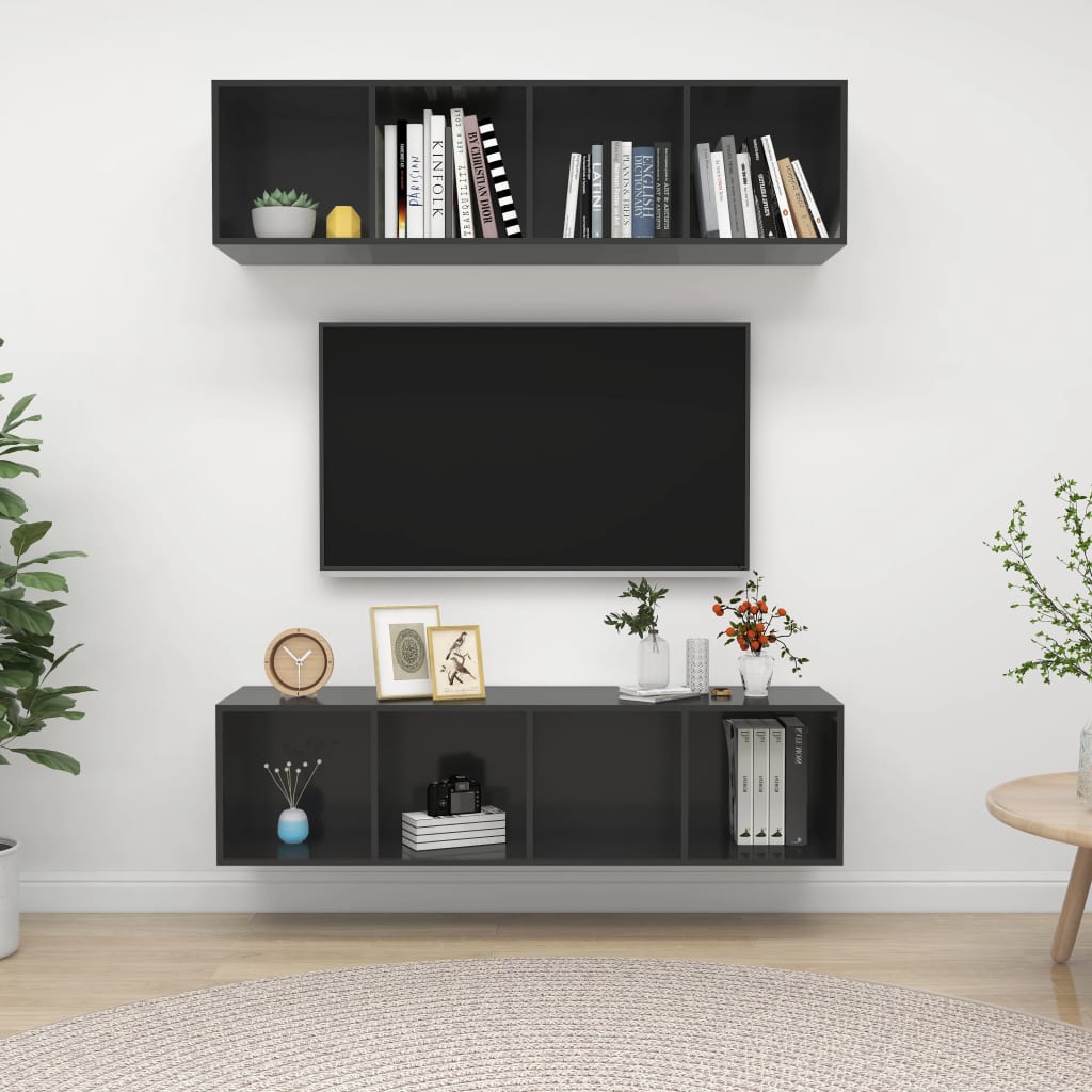 Wall-Mounted Tv Cabinets 2 Pcs Engineered Wood