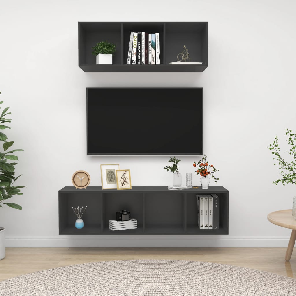 2 Piece Tv Cabinet Set Engineered Wood