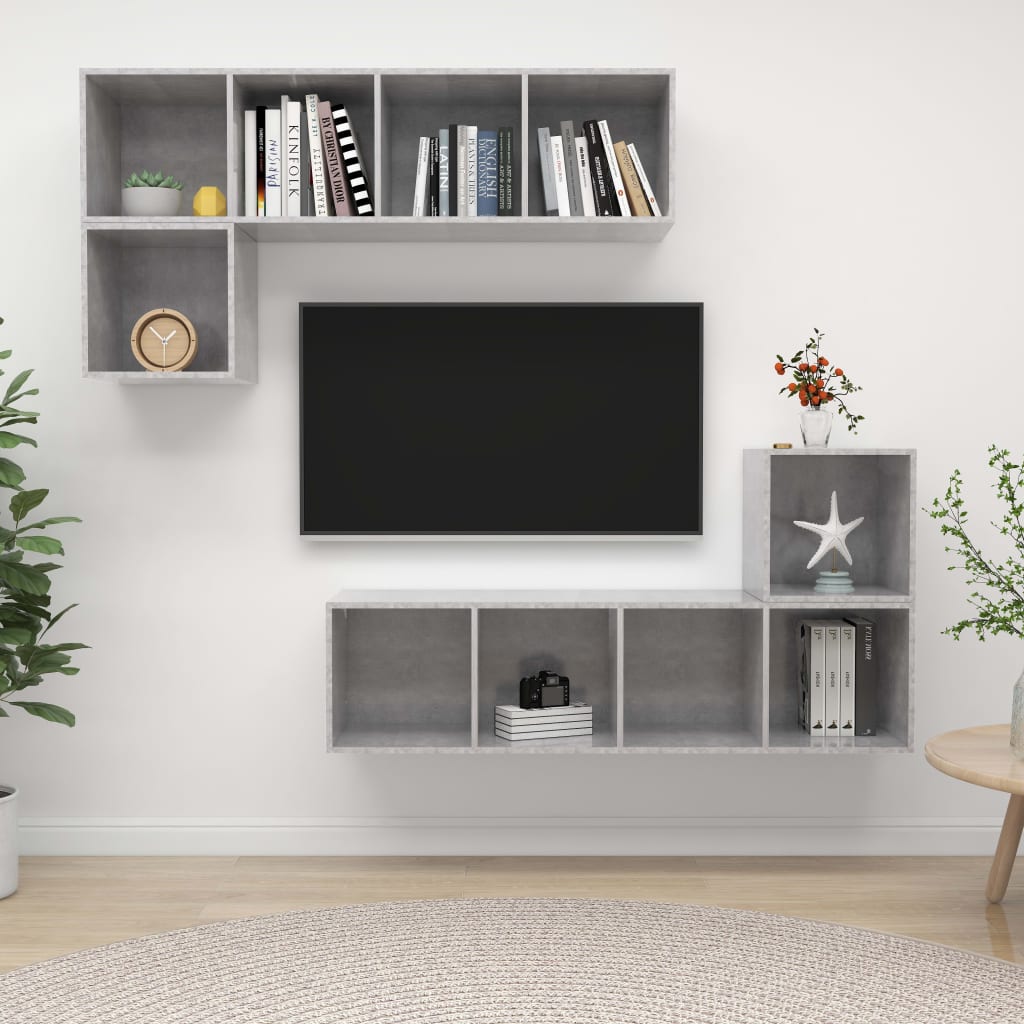 4 Piece Tv Cabinet Set Engineered Wood