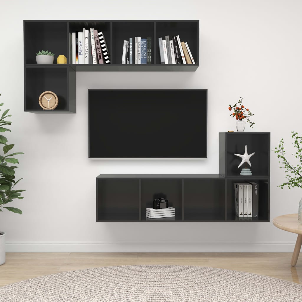 4 Piece Tv Cabinet Set Engineered Wood