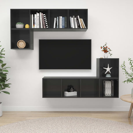 4 Piece Tv Cabinet Set Engineered Wood