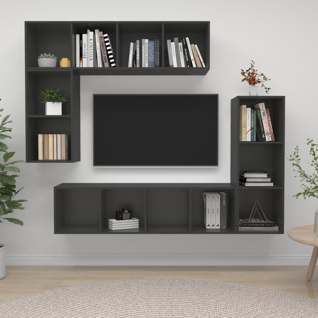 4 Piece Tv Cabinet Set Engineered Wood