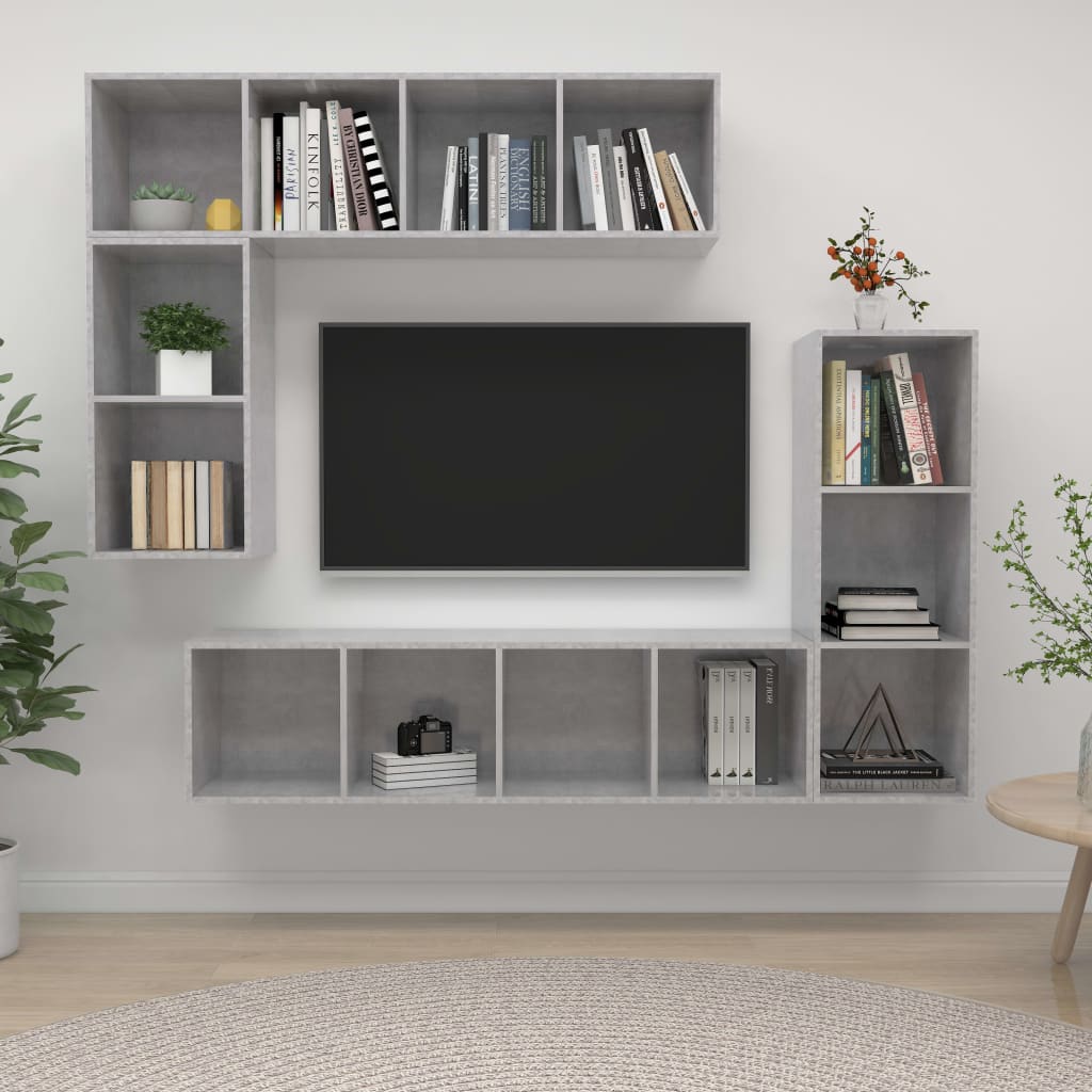 4 Piece Tv Cabinet Set Engineered Wood