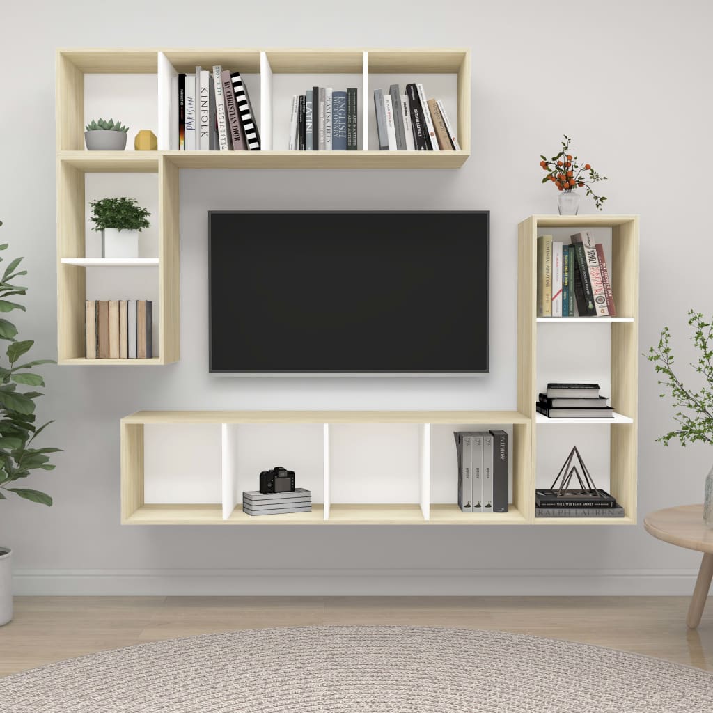4 Piece Tv Cabinet Set Engineered Wood