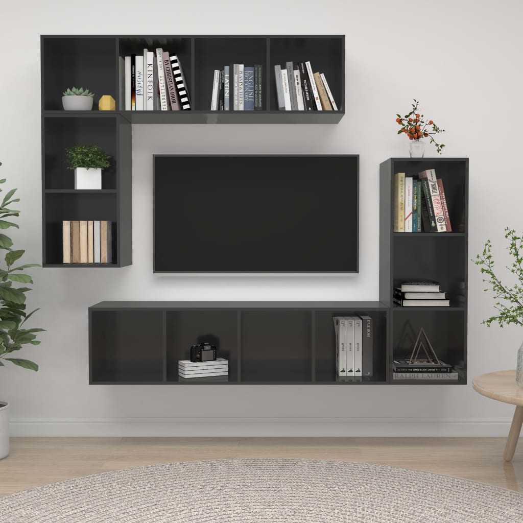4 Piece Tv Cabinet Set Engineered Wood