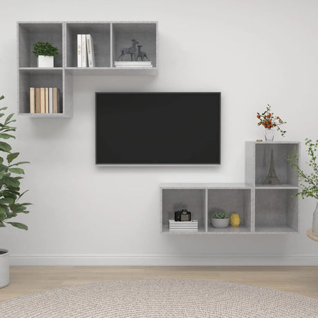 Wall-Mounted Tv Cabinets 4 Pcs Engineered Wood