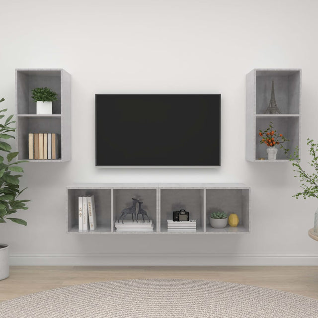 Wall-Mounted Tv Cabinets 4 Pcs Engineered Wood