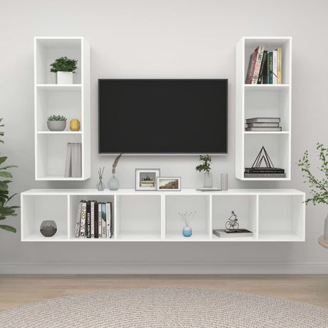 Wall-Mounted Tv Cabinets 4 Pcs Engineered Wood