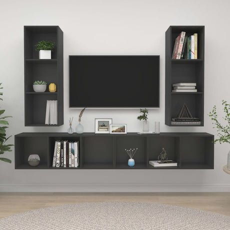 Wall-Mounted Tv Cabinets 4 Pcs Engineered Wood