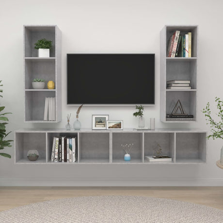 Wall-Mounted Tv Cabinets 4 Pcs Engineered Wood