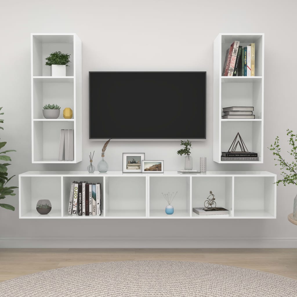 Wall-Mounted Tv Cabinets 4 Pcs Engineered Wood