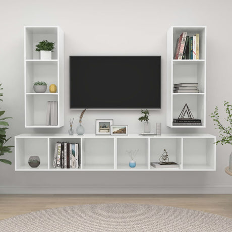 Wall-Mounted Tv Cabinets 4 Pcs Engineered Wood